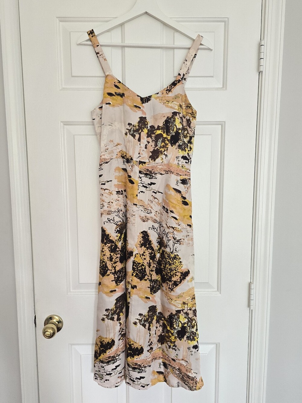 Aritzia Mustard, Brown & Cream Slip Dress